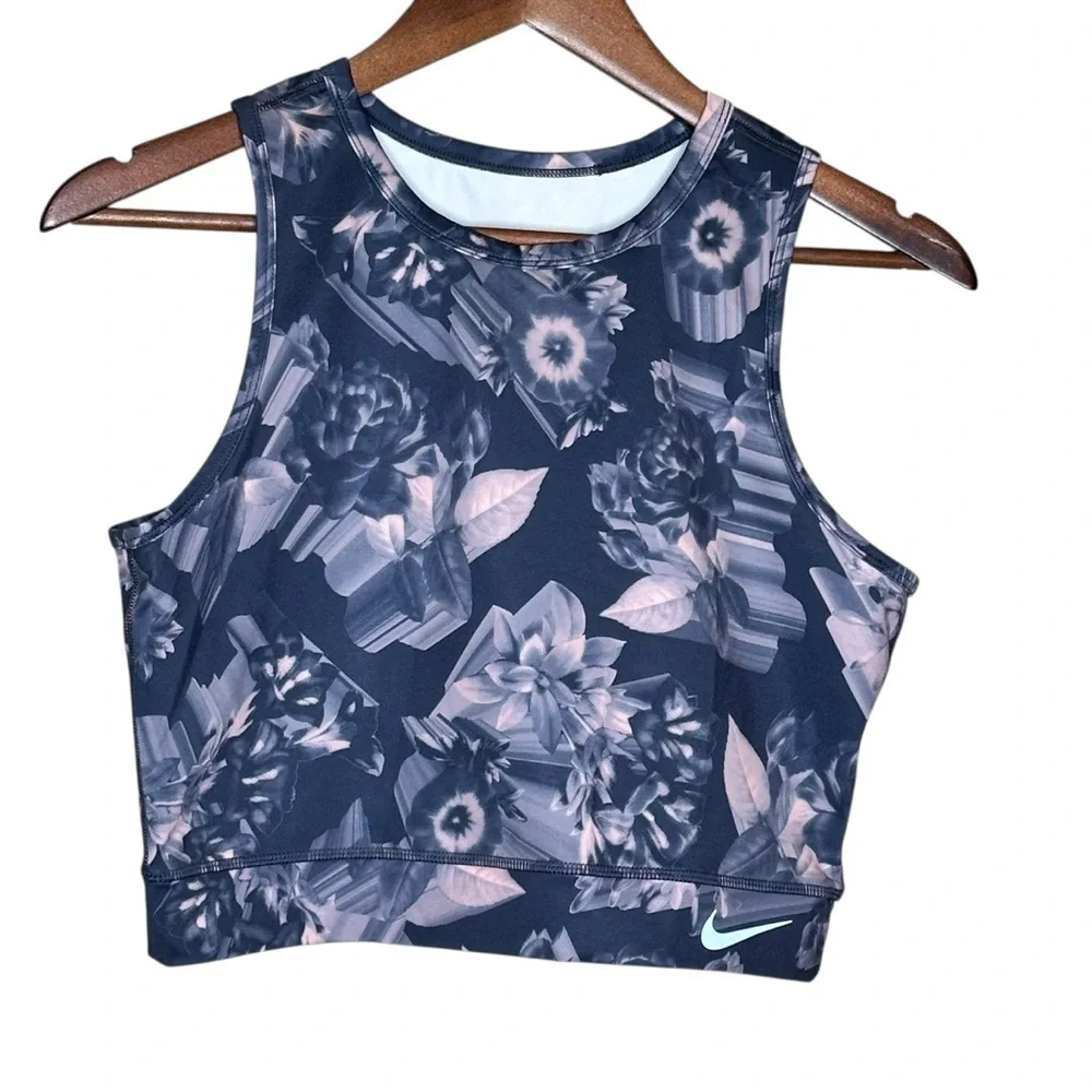 Women's Nike Epic Lux Running Floral Print Tank M Pink Gray Gym Running Yoga